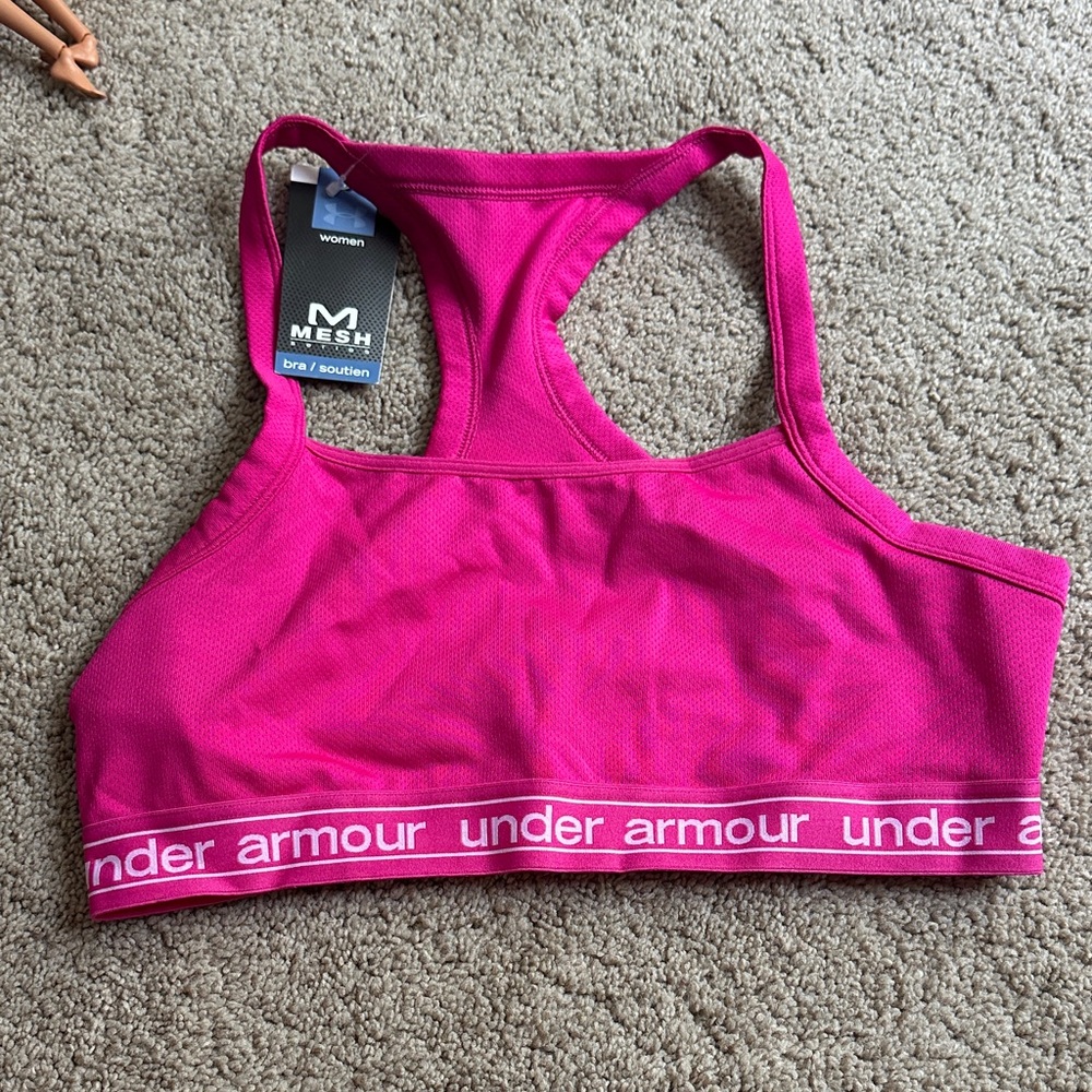 Under Armour Hot Pink Mesh Racerback Sports Bra